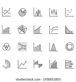 Set Of Business Graph Icon, Blank Outline Pattern Object Statistics Finance Presentation, Flat Success Symbol Vector. 640x640 Pixels.