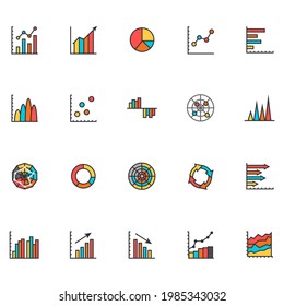 Icono de conjunto de gráficos de negocio. Ilustrador del vector de crecimiento del gráfico.