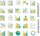 Set of business graph icon, Colors object statistics finance presentation, Flat success symbol vector. 640x640 pixels.