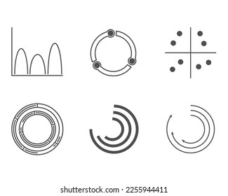 Set of business graph icon, Symbol object statistics finance presentation, Flat success report symbol vector. 640x640 pixels