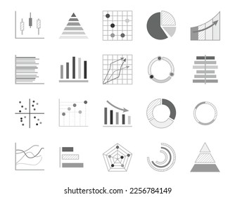 Set of business graph icon, Symbol object statistics finance presentation, Flat success report symbol vector. 640x640 pixels
