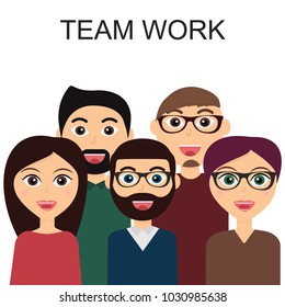 Set Business group. Teamwork. Workers of the office. Workforce. Business people. Vector illustration.