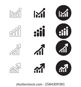 Set of Business Growth Icons in Line and Solid Styles. flat, outline, and minimalist vector icons on a white background.
