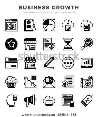 Set of Business Growth Icons Lineal Filled icons collection.