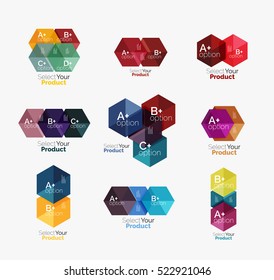 Conjunto de diseños de hexágono de negocio con texto y opciones. Elementos de diseño de diseño web diseño de navegación, infografía o presentación corporativa