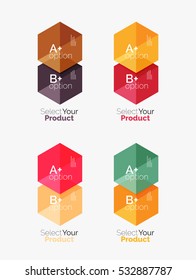 Conjunto de layouts de hexágono comercial com texto e opções. Elementos de design de layout de navegação de design web, infográficos ou apresentação corporativa