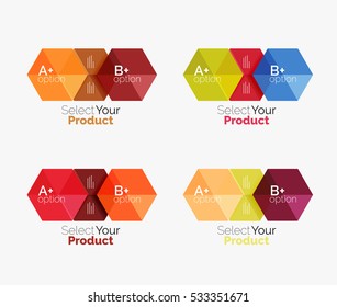 Set von Business-Hexagon-Layouts mit Text und Optionen. Gestaltungselemente von Webdesign-Navigationslayout, Infografiken oder Firmenpräsentation