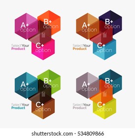 Conjunto de diseños de hexágono de negocio con texto y opciones. Elementos de diseño de diseño web diseño de navegación, infografía o presentación corporativa