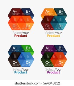 Conjunto de diseños de hexágono de negocio con texto y opciones. Elementos de diseño de diseño web diseño de navegación, infografía o presentación corporativa