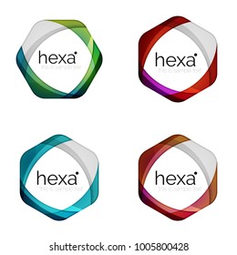 Conjunto de plantillas de iconos para el logotipo del vector del hexágono de negocios