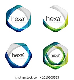 Set of business hexagon vector logo icon templates