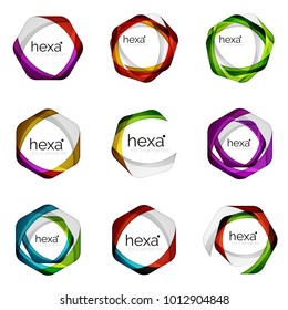 Conjunto de plantillas de iconos para el logotipo del vector del hexágono de negocios