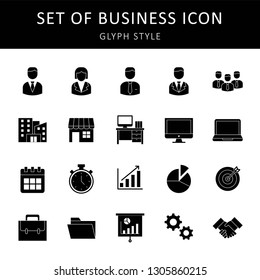 set of business icon desing with simple flat shape and glyph style, ecommerce, startup, financial, marketing, promotion, pictogram, logo design vector eps 10