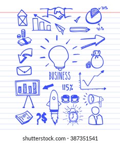 Set of business icon doodle