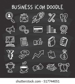 Set of business icon in doodle style