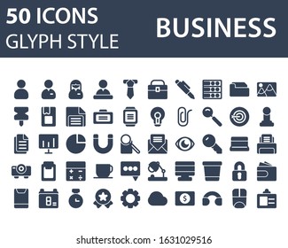 Set of Business icon in glyph style isolated on white background. for your web site design, logo, app, UI. Vector graphics illustration and editable stroke. EPS 10.
