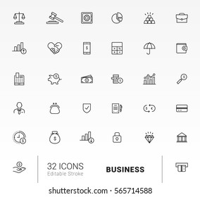 set business icon line vector graphic designs