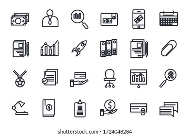set Business icon template for graphic and web design collection. Business Strategy pack symbol logo vector illustration