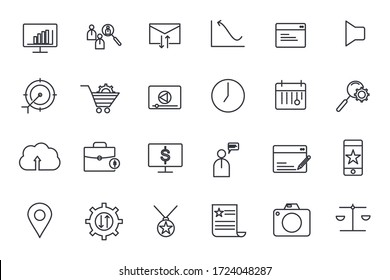 set Business icon template for graphic and web design collection. Business Strategy pack symbol logo vector illustration