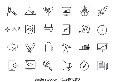 set Business icon template for graphic and web design collection. Business Strategy pack symbol logo vector illustration