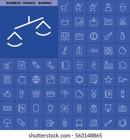 Set of Business Icons. Contains such Icons as Shopping Cart, Money Safe, Cash, Price Tag, Folderr, Briefcase, Pencil, Swatch and more. Editable Vector. Pixel Perfect.