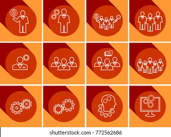 Set of business icons. Data, time  or people management. Flat line Design. Business Concept.