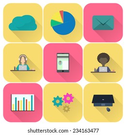 Set of business icons, flat icons set