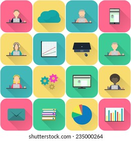 Set of business icons, flat icons set