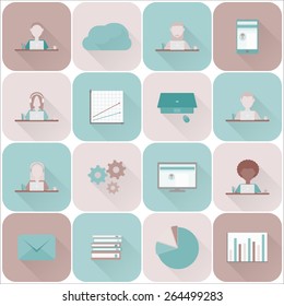 Set of business icons, flat icons set