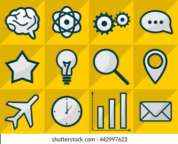 Set of Business icons. Flat design. Vector illustration