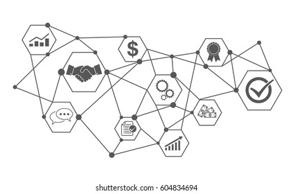 Set of business icons in flat design. Vector Illustration. Concept of start and promote business.
