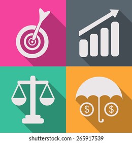 Set of business icons in a flat vector illustration