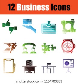 Set of Business icons. Gradient color design. Vector illustration.