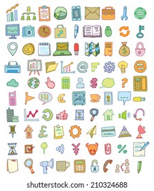  Set of business icons, Hand drawn vector illustration