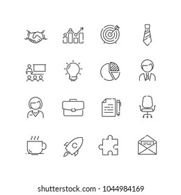 Set of business icons, line style. For your design, logo. Vector illustration.