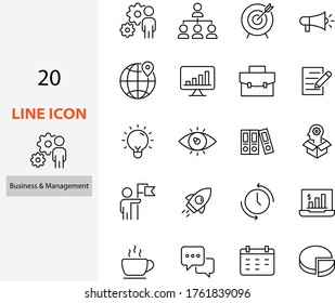 set of business icons, management, planning, company, organization, start up