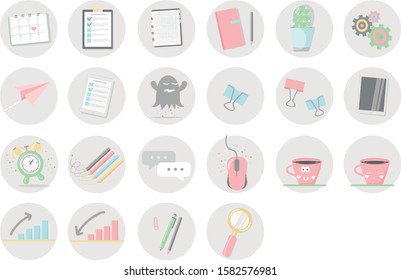 Set of business icons. Icons for business, management, strategy, marketing. Suitable for women