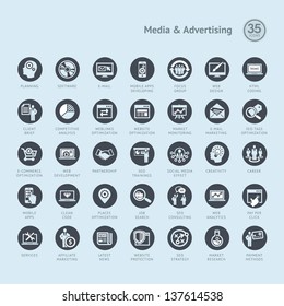 Set of business icons for media and advertising