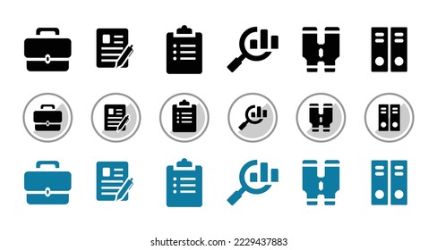 set of business icons and office silhouette illustrations, a simple vector design