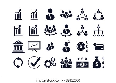 Set of business icons on a white background, Vector illustration