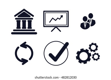 Set of business icons on a white background, Vector illustration