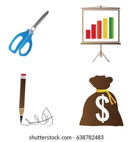 Set of business icons on a white background, Vector illustration