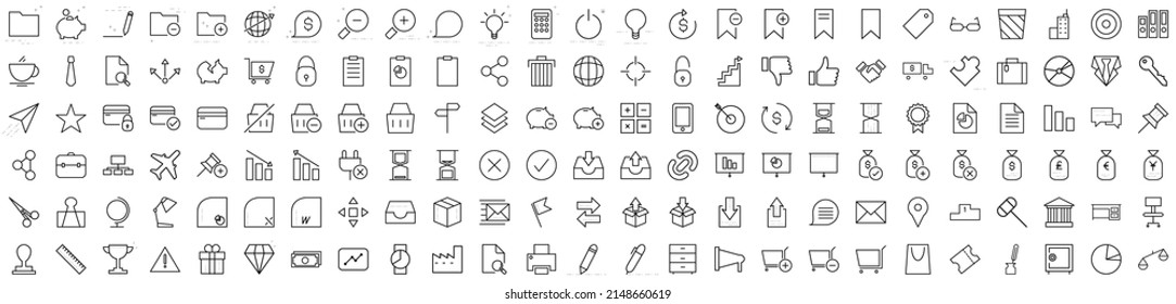 Set of Business icons. Outline style icons bundle. Vector illustration
