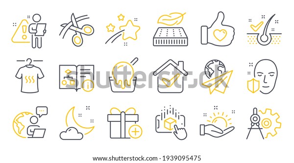 Set of Business icons, such as\
Cogwheel dividers, Scissors, Night weather symbols.\
Vector