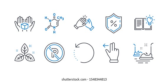 Set of Business icons, such as Hold box, Product knowledge, Fair trade, Recovery data, Chemical formula, Loan percent, Touchscreen gesture, Clapping hands, No parking, Bumper cars. Vector