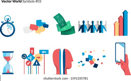 Set of business icons and symbols isolated on white background - Vector 