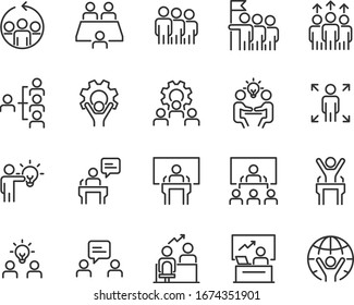 set of business icons, teamwork, working, meeting, management, people