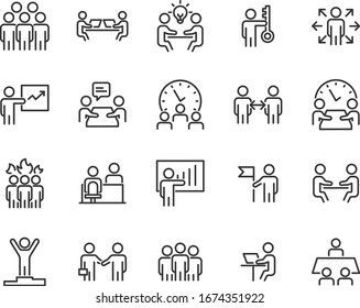 set of business icons, teamwork, working, meeting, management, people