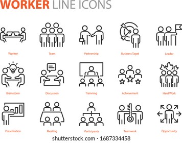 set of business icons, teamwork, working, meeting, management, people