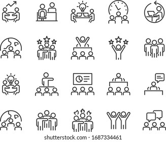 set of business icons, teamwork, working, meeting, management, people